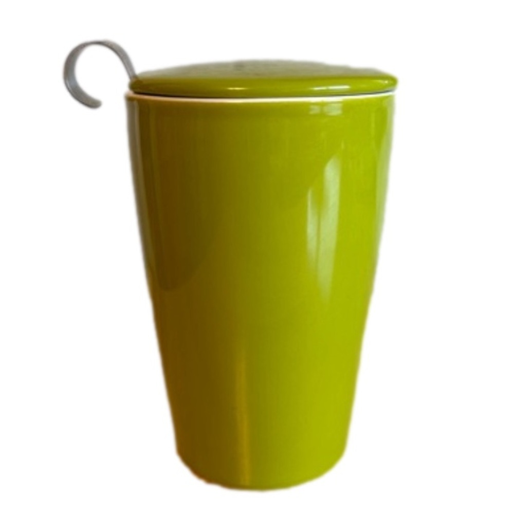 Tea Forte Ceramic Steeping Cup With Lid and Infusion Basket Green
